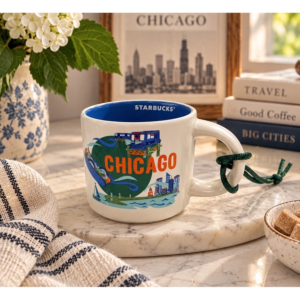 Starbucks Discovery Series Chicago Espresso Mug Ornament 2oz 2024 Blue White